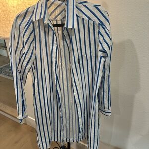 Faconnable Blue and White Casual Button Down Shirt